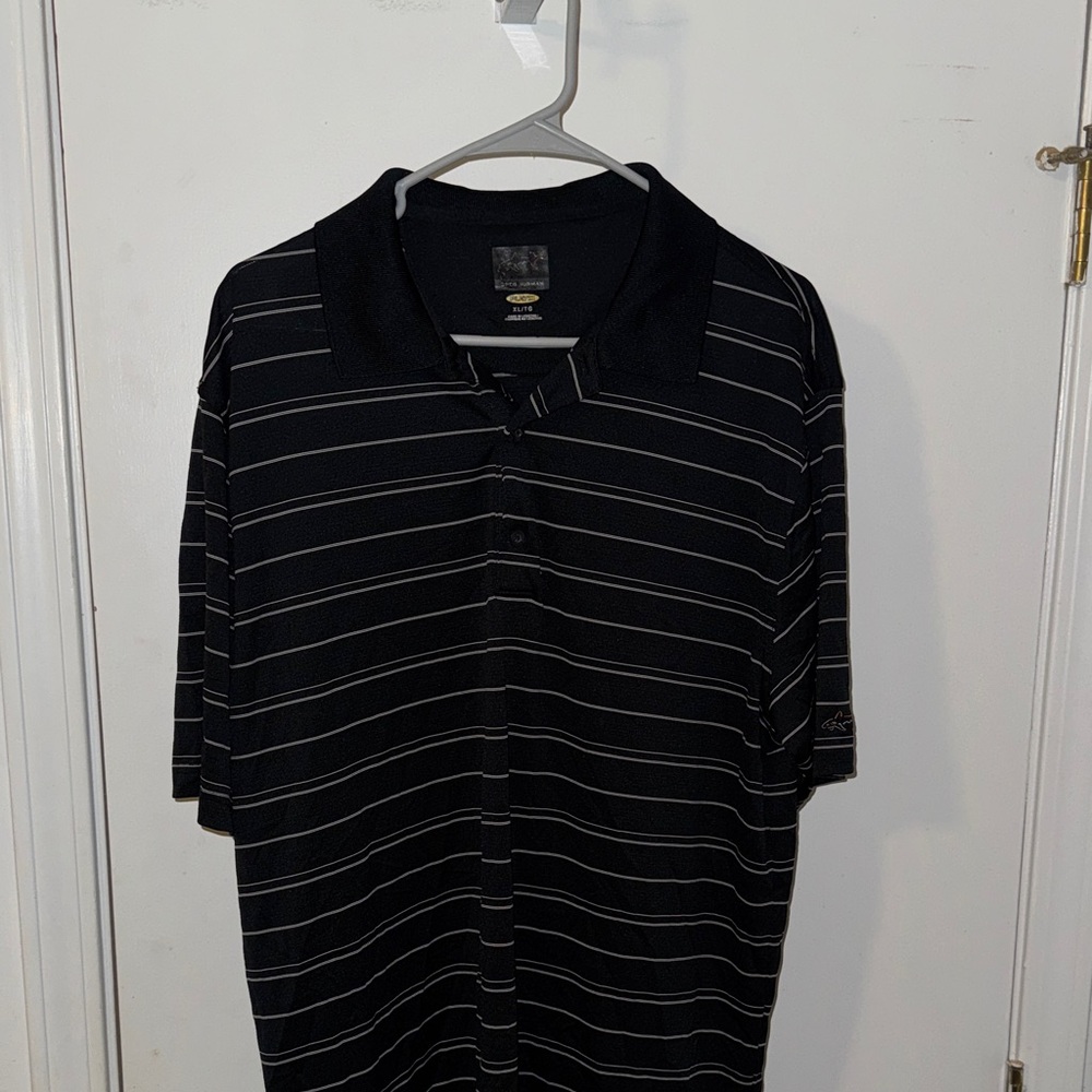 Greg Norman Collection Navy Striped Polo Shirt